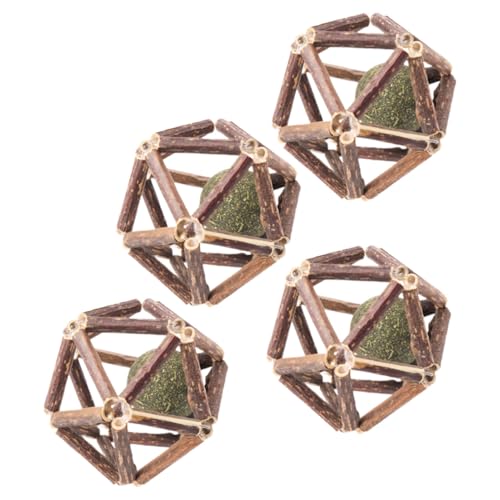 BESTonZON 4 Stück Natürliche Katzenminze Spielbälle Mittelgroß Leichtes Katzenspielzeug für Drinnen Kauspielzeug zur Zahnreinigung und Beschäftigung Fördert Gesundheit und Aktivität bei von BESTonZON
