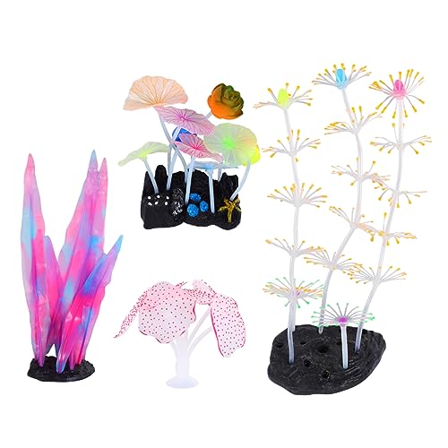 BESTonZON 4 Stück Teiliges Aquarium Set Leuchtende Korallen Pflanzen Simulation Korallen Pflanzendekoration für Fischbecken mit Saugnapfbasis Farbwechselnd Langlebig und Geruchlos BESTonZON 4 Stück Teiliges Aquarium Set Leuchtende Korallen Pflanzen Simulation Korallen Pflanzendekoration für Fischbecken mit Saugnapfbasis Farbwechselnd Langlebig und Geruchlos von BESTonZON