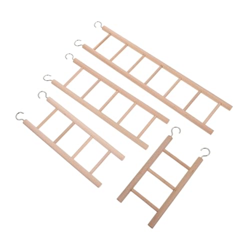 BESTonZON 4 Stück Teiliges Holz kletterspielzeug für Vögel Natürliche Holzleiter zum Hängen Sicheres Kauspielzeug für Wellensittiche Papageien Kleine Sittiche Macaws Beschäftigungsspielzeug von BESTonZON