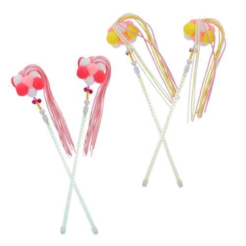 BESTonZON 4 Stück Teiliges Interaktives Katzenspielzeug Bunte Langlebige Fuzzy Bälle für Indoor Katzen und Kätzchen Lebendige Farben zur Beschäftigung Bewegung von BESTonZON