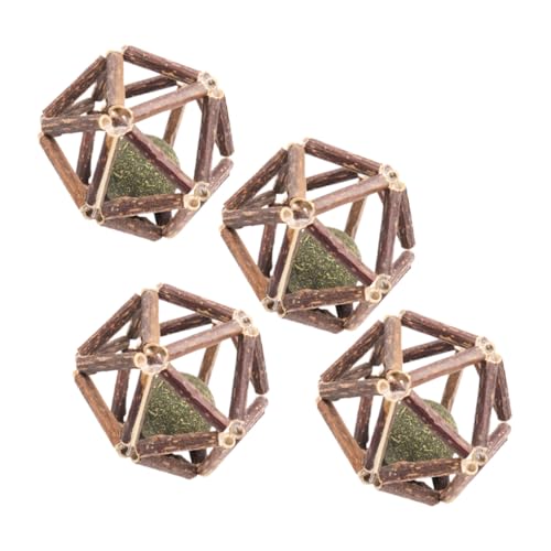 BESTonZON 4 Stück Teiliges Katzenspielzeug Katzenminze Kauspielzeug Molar Ball aus Natürlichem Actinidia Polygama Material Stresslösend Langlebig für Kätzchen und Katzen Indoor spielspaß von BESTonZON