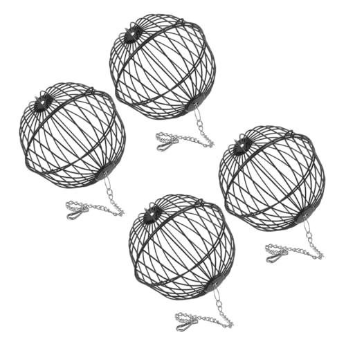 BESTonZON 4 Stück Teiliges Kleintier Futterball mit Aufhängung Hängender Futterspender für Kaninchen Meerschweinchen Hamster und Chinchillas Praktischer Heuballhalter für Käfige von BESTonZON