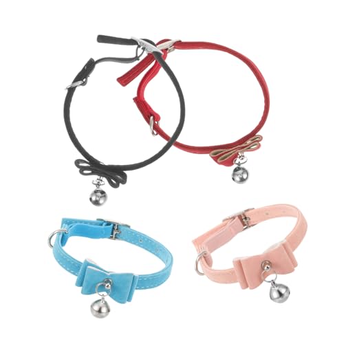 BESTonZON 4 Stück Teiliges Verstellbares Katzenset mit Glöckchen Bowknot für Welpen und Stilvolle Haustierdekoration in Dunkelrot Rosa und Hellblau BESTonZON 4 Stück Teiliges Verstellbares Katzenset mit Glöckchen Bowknot für Welpen und Stilvolle Haustierdekoration in Dunkelrot Rosa und Hellblau von BESTonZON