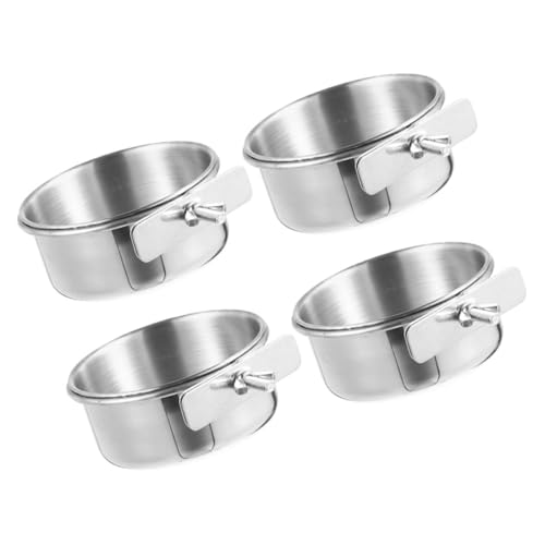 BESTonZON 4 Stück Vogelfutterbecher Sichtweite Papagei Futternapf Vogel Futternapf Vogel futterstation Futter- und Tränken für Vogelkäfige Futternapf für Ratten Rostfreier Stahl Silver von BESTonZON