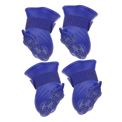 BESTonZON 4 Stück rutschfeste Hundeschuhe aus Wasserdichtem Gummi Komfortable Regenstiefel für Kleine und Mittelgroße Hunde Schützende Pfotenüberzüge für Spaziergänge und Outdoor von BESTonZON