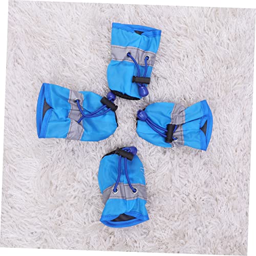 BESTonZON 4 Stück rutschfeste Hundeschuhe aus Weichem Material wasserdichte Regen und Schneeschutz Booties für Kleine Hunde und Welpen Pfotenfreundlich und Leicht zu Tragen Blau von BESTonZON