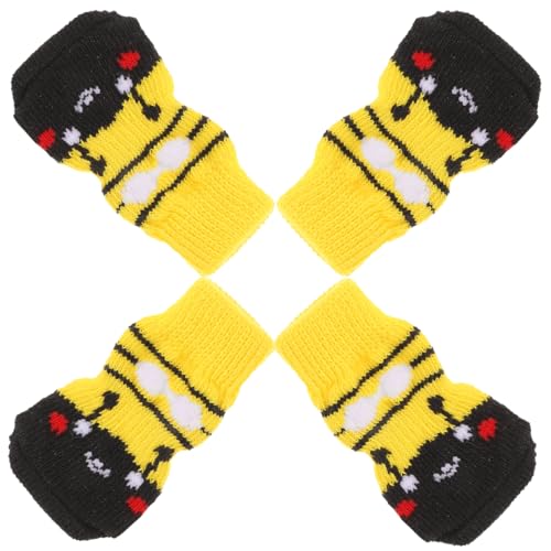 BESTonZON 4 Stück rutschfeste Warme Haustiersocken aus Weichem Baumwollmaterial Pfotenschutz für Kleine Hunde Verbesserte Traktion Glatten Böden für Winter und Rutschige Oberflächen von BESTonZON