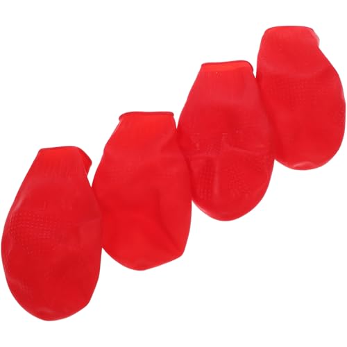 BESTonZON 4 Stück wasserdichte Hundeschuhe rutschfeste Pfotenschutz Boots für Hunde Langlebige Outdoor Schuhe für Katzen und Hunde Rot von BESTonZON