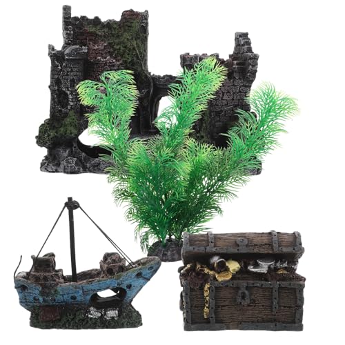 BESTonZON 4 stücke Aquarium Burg Und Schiffswrack Ornamente Gefälschte Wasser Pflanzen Harz Schatz Brust Fisch Hideout Cave Aquarium Ornament Dekorationen BESTonZON 4 stücke Aquarium Burg Und Schiffswrack Ornamente Gefälschte Wasser Pflanzen Harz Schatz Brust Fisch Hideout Cave Aquarium Ornament Dekorationen von BESTonZON