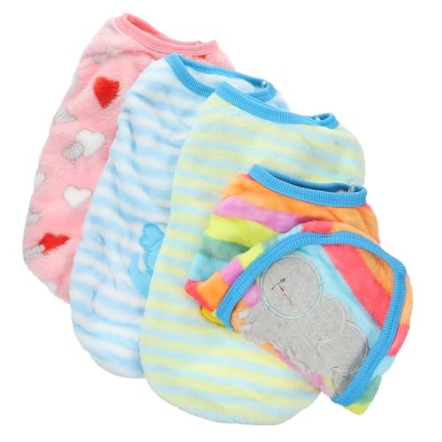 BESTonZON 4Stücke Flanell Hundekleidung Für Kleine Warmhalter Weste Für Haustiere Für Herbst Und Winter Atmungsaktiv Und Bequem Für Pommeranian Und Schnauzer von BESTonZON
