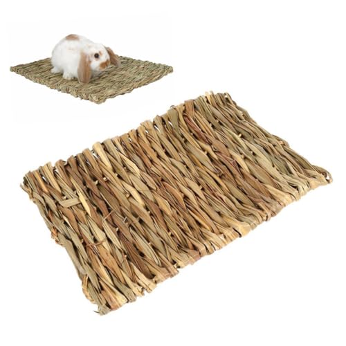 BESTonZON 4Stücke Handgewebte Strohmatte Für Kleine Haustiere Heu Für Hamster Meerschweinchen Und Rechteckige Trockene Gras Matte Als Gemütliches Nest von BESTonZON