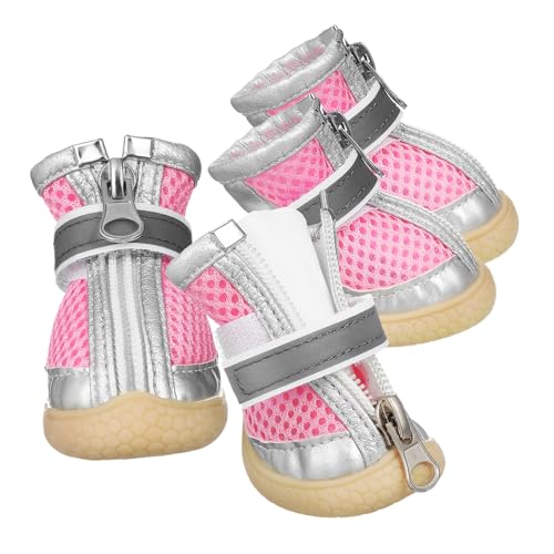 BESTonZON 4Stücke Hundestiefel Atmungsaktive Pfotenschutz Schuhe Verstellbar Mit Reißverschluss Für Kleine Für Heiße Sommertage Und Outdoor Aktivitäten von BESTonZON