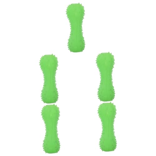 BESTonZON 5 Stück TPR Hundespielzeug Kauspielzeug mit Quietscher Stacheliger Knochenform Zahnreinigend Langlebig und Sicher für Welpen zur Beschäftigung und Zahnpflege Wiederverwendbar Grün von BESTonZON