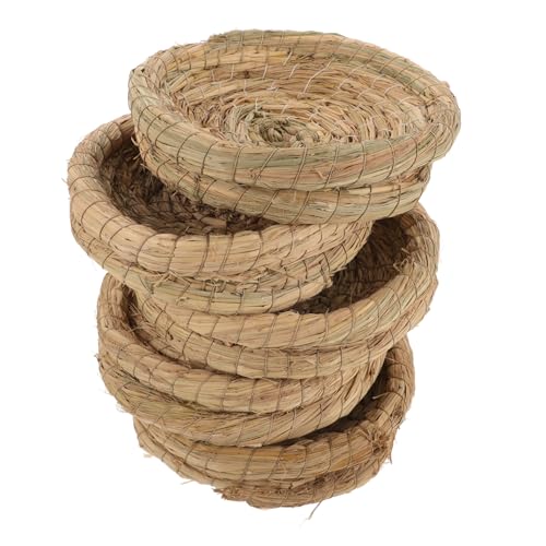 BESTonZON 5 Stück Taubenstall kleines Tierbrutnest ruhen Bettmatte für Kleintiere Gewebte haustierbedarf haustierbett Kleintierbedarf Schlafbett aus Strohgeflecht Strohnester Beige von BESTonZON