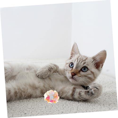 BESTonZON 5 Stück Teiliges Interaktives Katzenspielzeug Crinkle Ball mit Geräusch Bunte Kunststoffspielbälle gegen Langeweile Stimuliert Katzeninstinkt und Fördert Bindung zu Wohnungskatzen von BESTonZON
