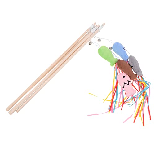 BESTonZON 5 Stück Teiliges Interaktives Katzenspielzeug aus Holz mit Bunten Mintbändern Lustiger Katzenangel für Kätzchen Fördert Bewegung und Spielspaß für Indoor Katzenzubehör BESTonZON 5 Stück Teiliges Interaktives Katzenspielzeug aus Holz mit Bunten Mintbändern Lustiger Katzenangel für Kätzchen Fördert Bewegung und Spielspaß für Indoor Katzenzubehör von BESTonZON