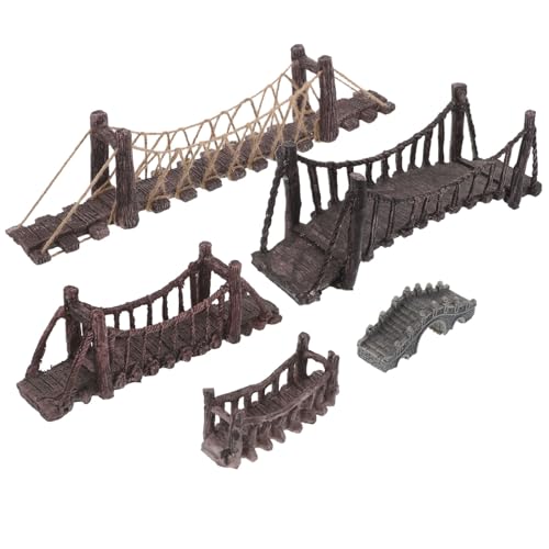 BESTonZON 5 Stück Teiliges Miniatur-Aquarium-dekor aus Faderesistentem Resin mit Filigraner Miniatur-hängebrücke für Lebendige Unterwasserlandschaften im Fischglas und Puppenhaus von BESTonZON