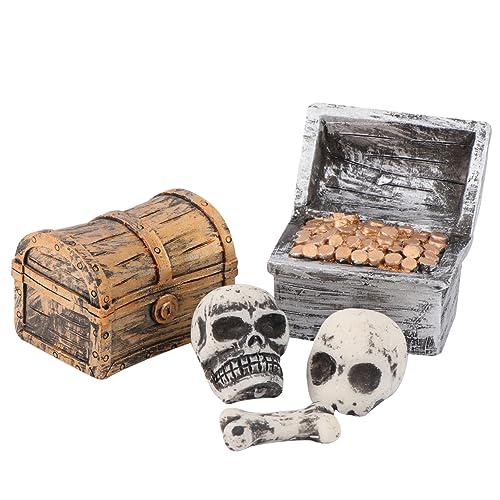 BESTonZON 5 Stück Teiliges Piraten Schatzkisten Set aus Langlebigem Resin mit Schädel Ornamenten Dekoratives Mikro Landschafts Accessoire für Aquarium DIY Heimdekoration Sicher und Geruchlos BESTonZON 5 Stück Teiliges Piraten Schatzkisten Set aus Langlebigem Resin mit Schädel Ornamenten Dekoratives Mikro Landschafts Accessoire für Aquarium DIY Heimdekoration Sicher und Geruchlos von BESTonZON