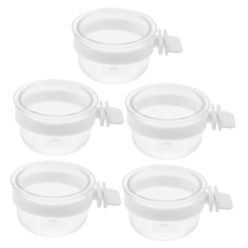 BESTonZON 5Stücke Abnehmbare Transparente Papageien Futter und Wasserschalen Hängende Futterschalen für Wellensittiche Nymphensittiche und Andere von BESTonZON