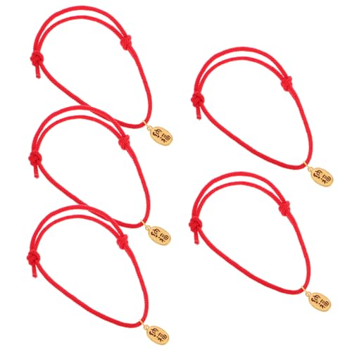 BESTonZON 5Stücke Katzen und Hundehalsketten Teiliges Handgefertigt Verstellbar Rotes Glücksseil mit Glocke Exquisites Haustierzubehör für Katzen und Kleine Langlebig von BESTonZON