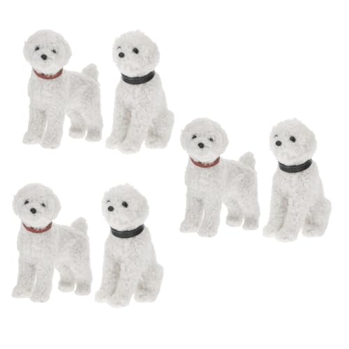 BESTonZON 6 STK Simulationswelpe Plüschtier Hundefigur Haustier-welpen-puppenspielzeug Plüsch Hundespielzeug Gefälschte Hundespielzeuge Statue Plüschpuppe Weiß Plastik Karikatur Bichon Frise von BESTonZON