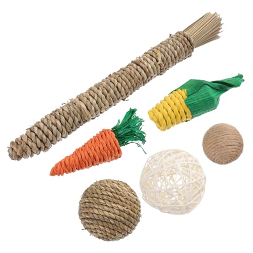 BESTonZON 6stücke Molar Spielzeug Für Haustiere Weiche Sichere Kau-bälle Naturmaterialien Für Hamster Kaninchen Und Andere Kleintiere Fördert Zähneknirschen Und Sorgt Für von BESTonZON