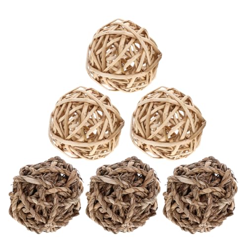 BESTonZON 6stücke Kleintier Spielzeug Naturbelassene Kauspielzeuge Gras Für Kaninchen Meerschweinchen Und Chinchillas Für Zahnpflege Und Beschäftigung von BESTonZON