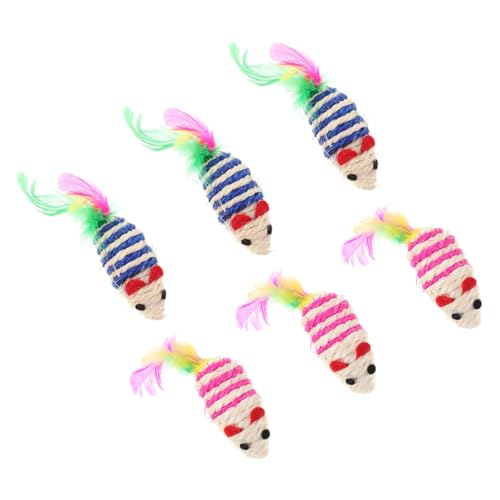 BESTonZON 6 Stück Teiliges Katzenspielzeug Mäuseform aus Robustem Sisal Katzensicheres Beiß und Knisterspielzeug mit Katzenminze Interaktives Kauspielzeug für Kätzchen Beschäftigen Blau und von BESTonZON