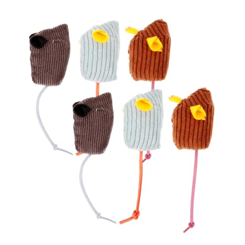 BESTonZON 6 Stück Teiliges Katzenspielzeug aus Weichem Plüsch Gestreifte Mäuse Katzenminzgefüllt Robust und Leicht für Indoor Katzen Fördert Spieltrieb und Aktivität von BESTonZON