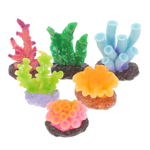 BESTonZON 6 Stück Teiliges Resin Korallen dekor für Aquarium Lebendige Bunte Unterwasserlandschaft Verschleißfest Lebensechte Fischbecken Dekoration für Süßwasser Meerwasserbecken von BESTonZON