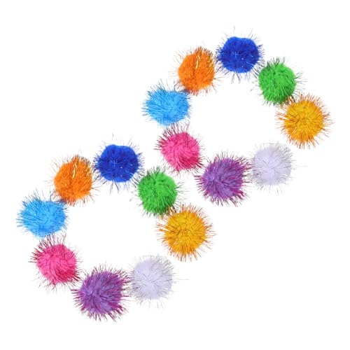 BESTonZON 60 Stück Interaktive Katzen Spielbälle Set Bunte Pom Pom Bälle für Indoor Katzen Langlebige Katzenspielzeuge Krallen und Beißschutz von BESTonZON