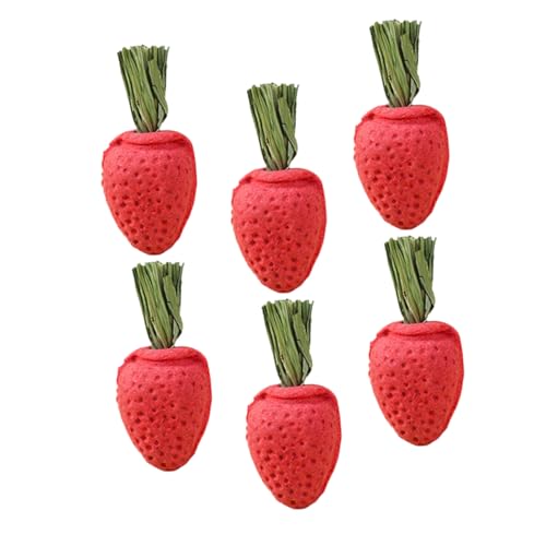 BESTonZON 6 Stück Kaninchen Kauspielzeug für Kleintiere Erdbeerform Stressabbauendes Spielzeug Hamsterspielzeug Chinchilla Zubehör BESTonZON 6 Stück Kaninchen Kauspielzeug für Kleintiere Erdbeerform Stressabbauendes Spielzeug Hamsterspielzeug Chinchilla Zubehör von BESTonZON