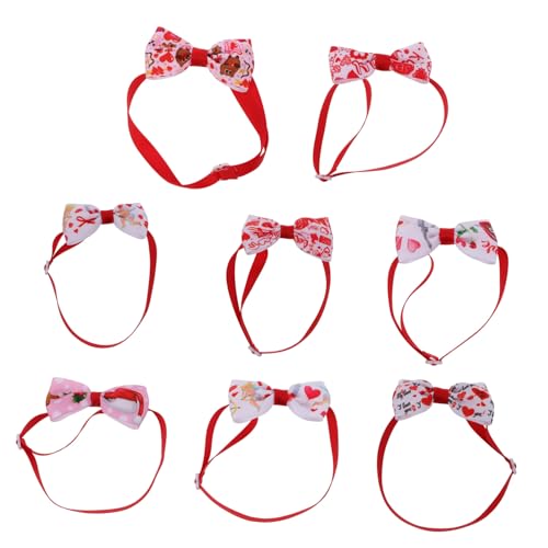 BESTonZON 8 Stück Haustier Fliege für Hochzeit Ausgefallenes Hundehalsband Valentinstag Haustierhalsband Welpe Fliege hundegeschenk hundezubehör Hund Halskette Katzenhalsband Schleife rot von BESTonZON