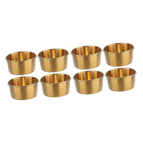 BESTonZON 8 STK Sauce Teller Dip Cups Sauce Gericht Vorspeisen Saucenbecher Aus Edelstahl Snack Gewürzplatte Würzgeschirr Aus Metall Dip-Sauce-Becher Kleines Metall Obst Rostfreier Stahl von BESTonZON