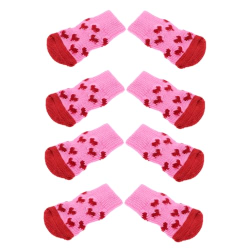 BESTonZON 8 Stück Teiliges Hundesocken Set rutschfest mit Atmungsaktivem Material Einfacher Ausziehkomfort Pfotenschutz für Drinnen und Draußen für Glatten Böden von BESTonZON