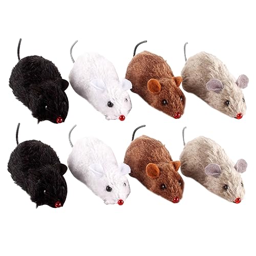 BESTonZON 8stücke Plüsch Mäuse Spielzeug Für Katzen Aufziehspielzeug Lebensechte Mäuse Mit Mechanismus Interaktives Katzenspielzeug Aufmerksamkeit Und Bewegung Zufällige Farben von BESTonZON