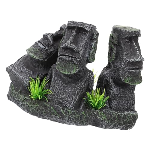 BESTonZON Aquarium Deko Resin Moai Statue Sicher für Fische Fischversteck Deko Aquarium Ornament Natürliche Landschaft Fischbecken Dekoration für Süß Meerwasser von BESTonZON