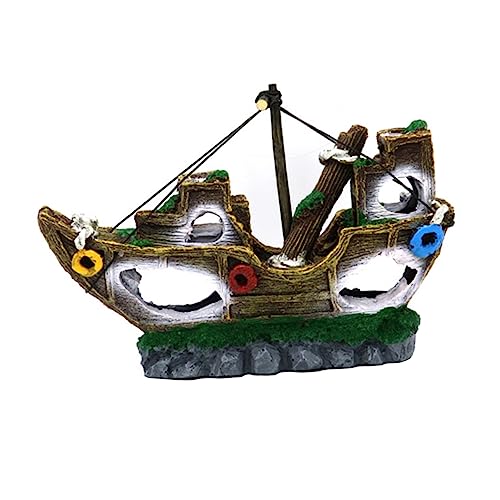 BESTonZON Aquarium Dekoration Piratenschiff Resin Deko Fischbecken Ornament für Süß und Salzwasser Natürliche Unterwasserlandschaft für Aquarium und Wohnraum BESTonZON Aquarium Dekoration Piratenschiff Resin Deko Fischbecken Ornament für Süß und Salzwasser Natürliche Unterwasserlandschaft für Aquarium und Wohnraum von BESTonZON
