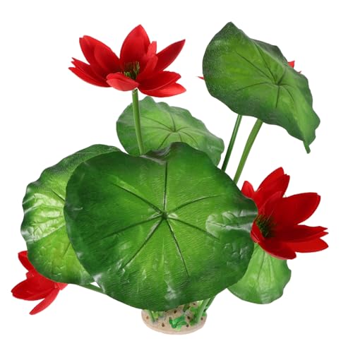 BESTonZON Aquarium Künstliche Aquarienblumen Dekorationen Für Aquarien Aquarienpflanzen Zierpflanzen Für Aquarien Gefälschte Pflanzen Für Fischtank Kleine Aquariendekoration Plastik Rot von BESTonZON