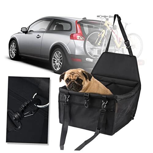 BESTonZON Atmungsaktiver Wasserdichter Pet Car Bed Autositz mit Verstärkten Stützstangen Verstellbarem und Fronttasche Sicherer Komfortabler Hundesitz für Mittlere Haustiere von BESTonZON