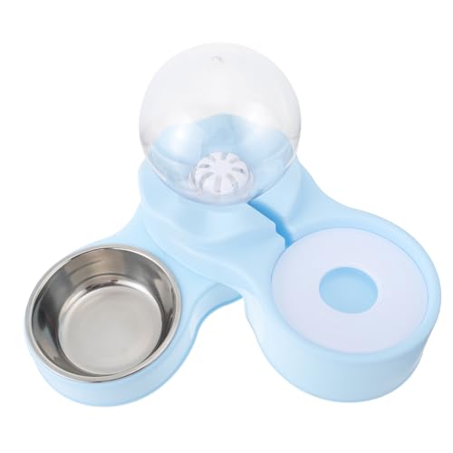 BESTonZON Automatischer Katzen napf mit Doppel Schalen aus Edelstahl Pet Food Bowl mit Integriertem Wasserspender Rutschfestes Design für Katzen Kleine Hunde und Kaninchen Einfach zu von BESTonZON