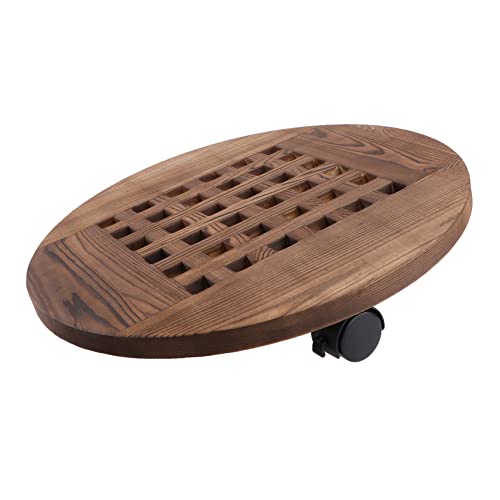 BESTonZON Basis Für Blumentöpfe Beweglich Pflanzenregal Gartendekor Halter Mehrere Drinnen Pflanzgefäß Mit Ständer Pflanzen Im Freien Runden Anlage Groß Untertasse Tablett Hölzern Brown von BESTonZON