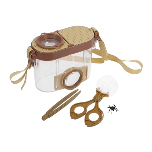 BESTonZON Beobachtungsbox Für Insekten Überwachung Lehrreich Insektensammelset Mit Lupe Glas Kit Zur Insektenerkundung Für Mädchen Naturerkundungsset Für Sicht Abs Light Brown von BESTonZON
