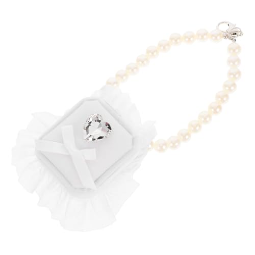 BESTonZON Box Für Haustier Ehering Box Ehering Halter Hundehalsband Ringhalter Ehering Etui Ringträger Halter Verlobungsring Aufbewahrungsbox Ringe Träger Halter Polyesterband Weiß von BESTonZON