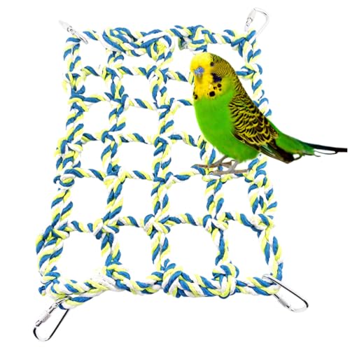 BESTonZON Buntes Kleines Kletternetz für Vögel und Kleintiere Robustes Polyester mit Metallclips für Käfige Fördert Bewegung und Nagelpflege Vielseitig Kombinierbar als Haustierspielzeug von BESTonZON