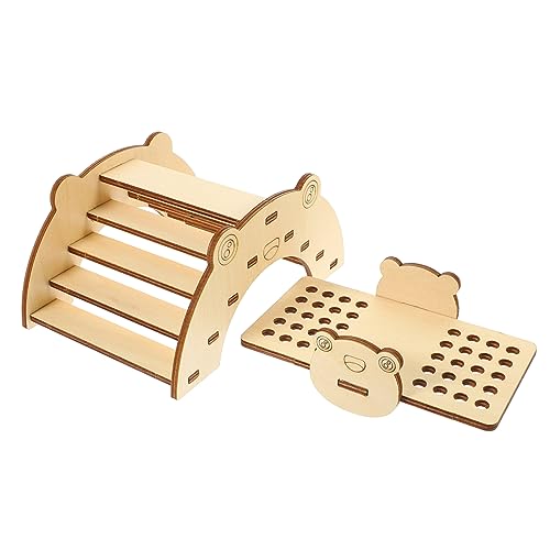 BESTonZON DIY Hamster aus Holz mit Wippe und Brücke Stabiles Kleintierzubehör für Hamsterkäfig Dekoration DIY Hamster Habitat Spielplatz für Kleine Haustiere von BESTonZON