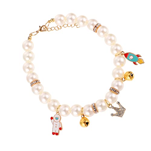 BESTonZON Decorative Katzenhalsband Mit Verstellbarem Glöckchen Und Handgefertigter Perlenkette Für Haustiere Für Fotoshootings Und Täglichen Gebrauch von BESTonZON
