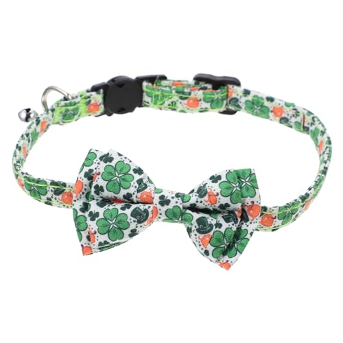 BESTonZON Dekorativer Katzenkragen Mit Fliege Und Glocke Für Kätzchen Verstellbares Halsband Für Patrick Day Komfortabel Und Sicher Für Haustier von BESTonZON