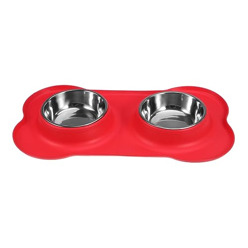 BESTonZON Doppel Hundenapf aus mit Rutschfester Silikonmatte Futternapf für Hunde Katzen und Haustiere Rot Spülmaschinenfest für Futter und Wasser BESTonZON Doppel Hundenapf aus mit Rutschfester Silikonmatte Futternapf für Hunde Katzen und Haustiere Rot Spülmaschinenfest für Futter und Wasser von BESTonZON