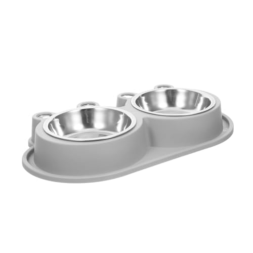 BESTonZON Doppelter Haustier-futternapf mit Moat Design Auslaufsicherer Edelstahl Futter Wassernapf für Kleine und Mittlere Katzen und Hunde Rutschfester Futterschale mit Kunststoffbasis für BESTonZON Doppelter Haustier-futternapf mit Moat Design Auslaufsicherer Edelstahl Futter Wassernapf für Kleine und Mittlere Katzen und Hunde Rutschfester Futterschale mit Kunststoffbasis für von BESTonZON